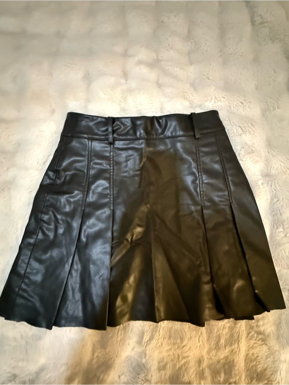 Zara Black Faux Leather Pleated Mini Skirt